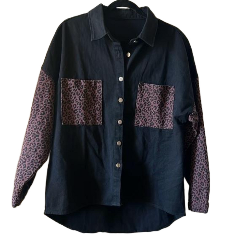 Black denim Jacket button up size M
